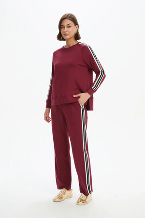 Tirelli Stripe Sleeve Summer Sweater in Raspberry
