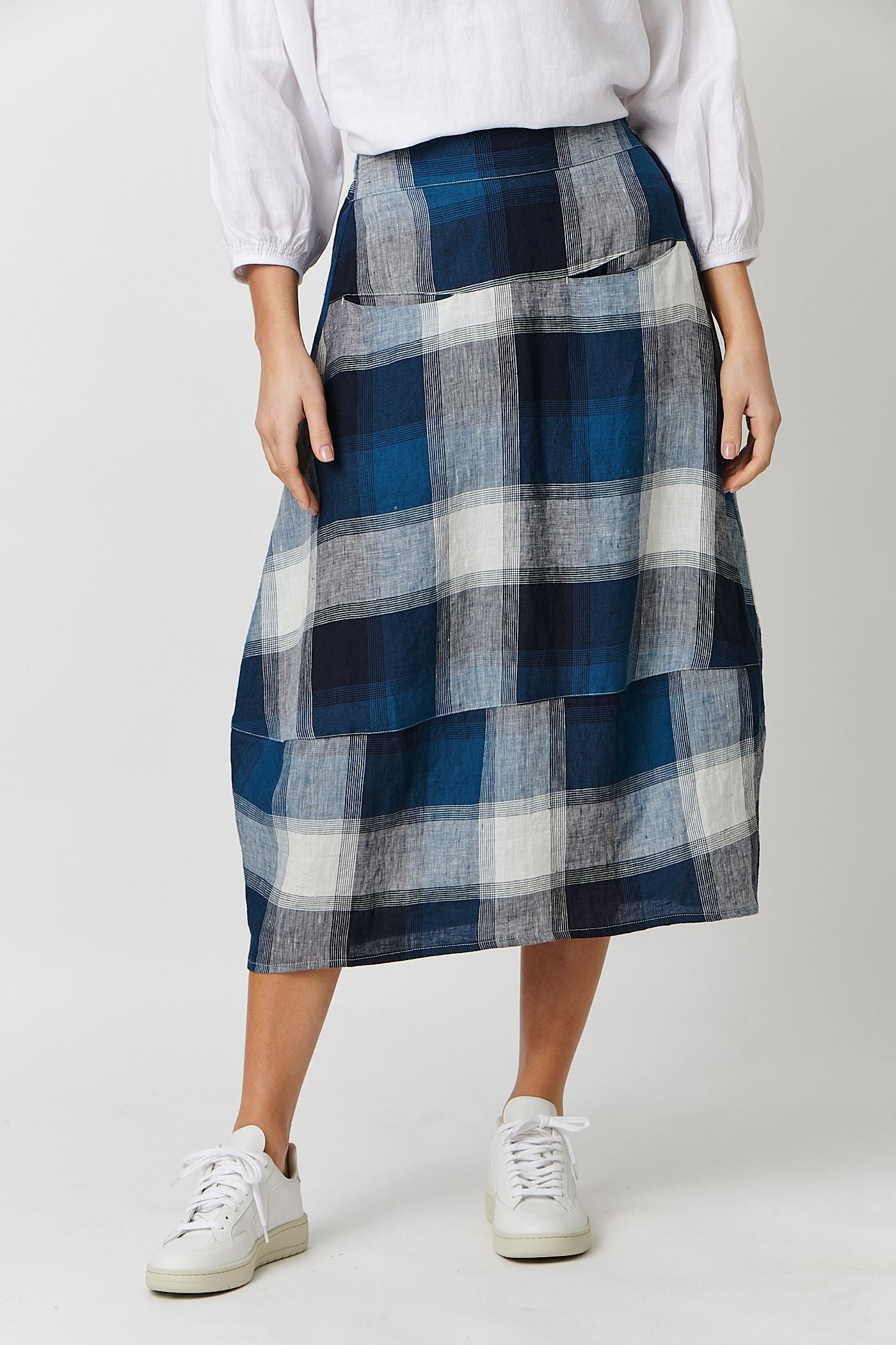 Naturals by O & J Balloon Style Skirt in Lagoon Plaid