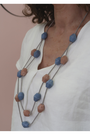 Naturals by O & J Necklace in Blue and Pink