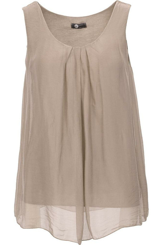 M Made In Italy Woven Sleeveless Top in Beige