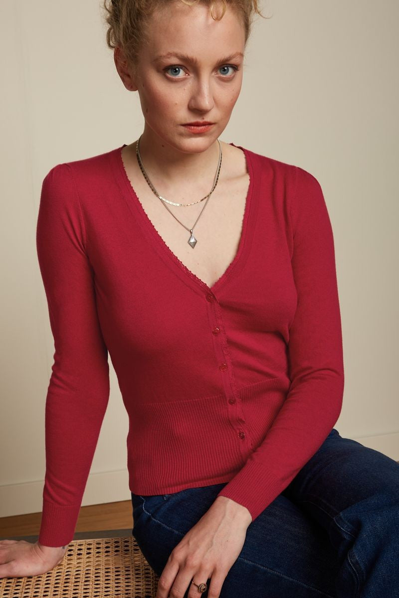 King Louie Cardi V-neck Cocoon in Icon Red