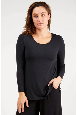 Tani Long Sleeve Swing top in Graphite Marle