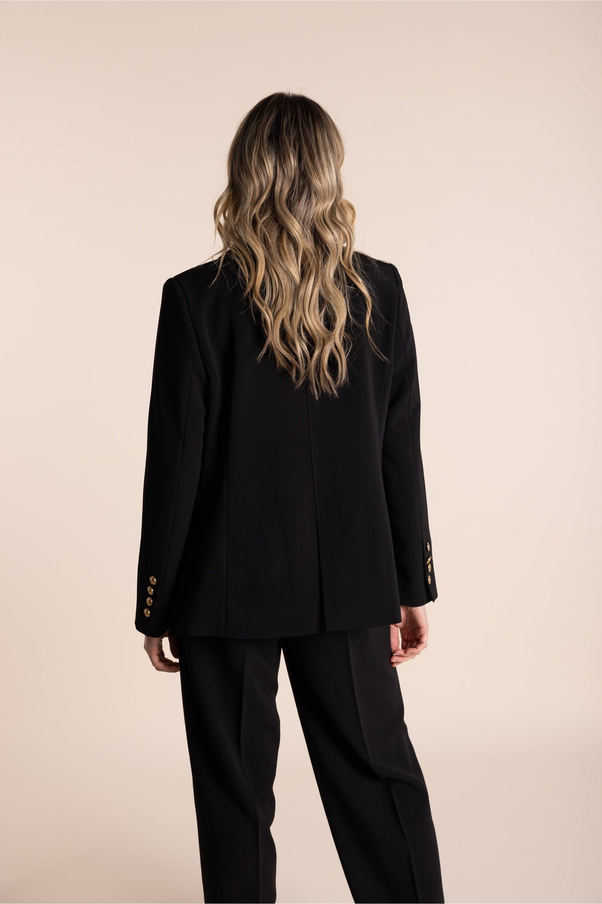 Two-T's Clothing Gold Button Blazer in Black