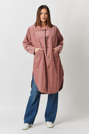 Naturals by O & J Pin whale Cord Coat in Cameo