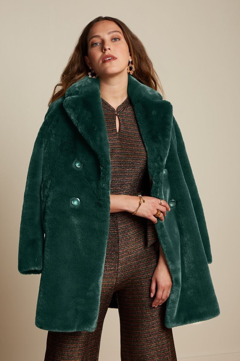 Green faux deals shearling coat