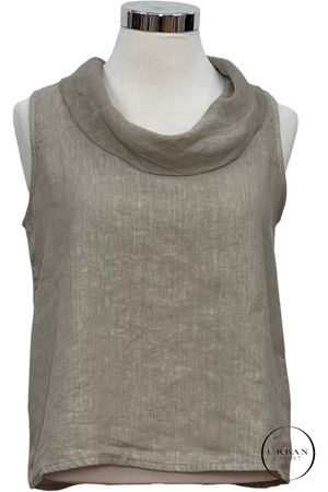 BlueBerry Italia Cowl Top in Plain Beige