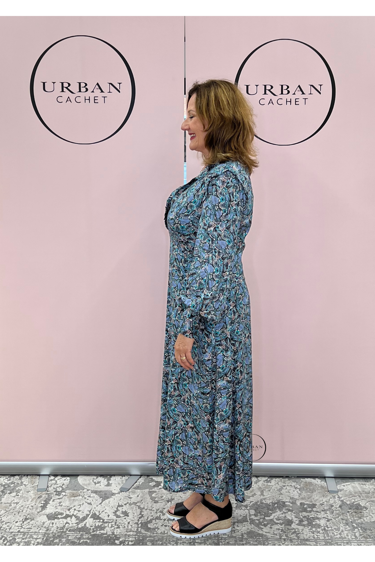 Foil Frilling News Dress in Serpent