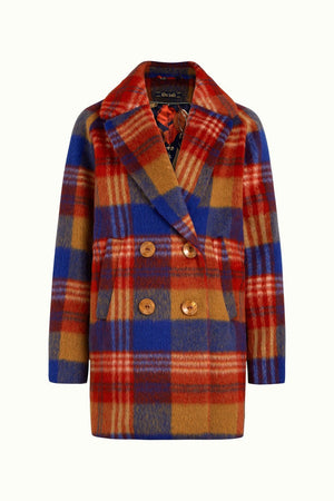 King Louie Amelie Coat Hutton Check in Fire Red