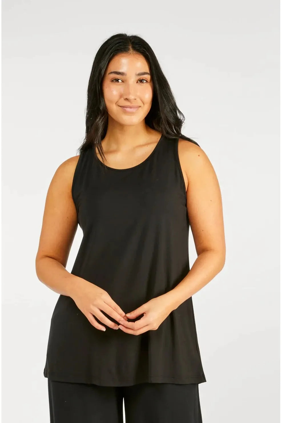 Tani Flared Grace Swing Tank Top in Black
