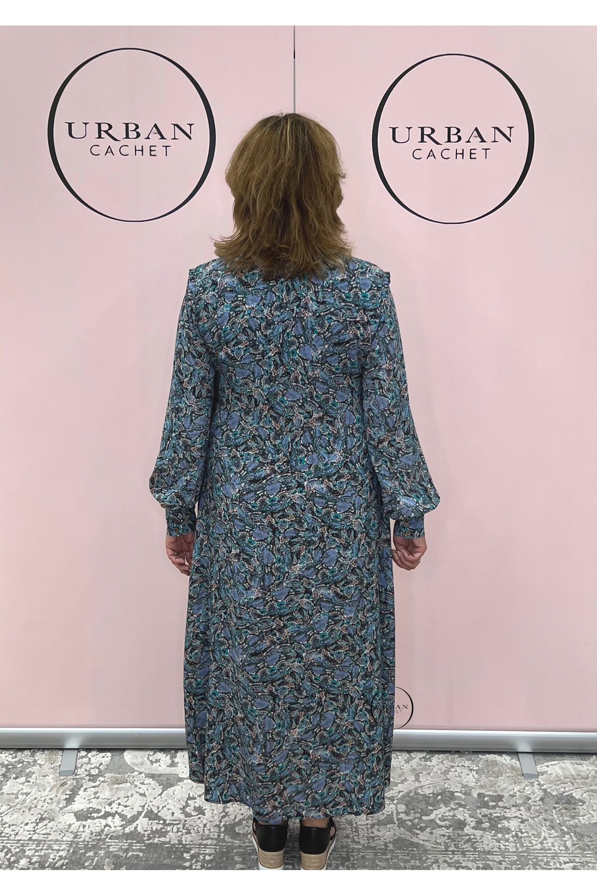 Foil Frilling News Dress in Serpent