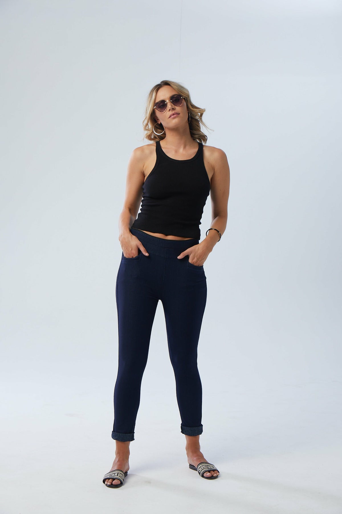 New London Pull On Heron Jean Legging in Dark Denim