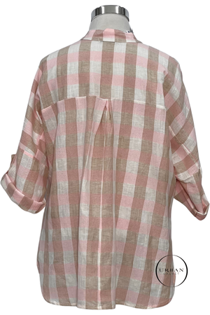 BlueBerry Italia Check O'Size Shirt in Pink