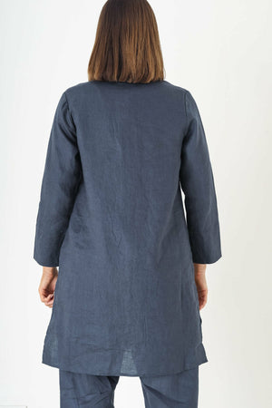 Naturals by O & J Linen Coat in Graphite