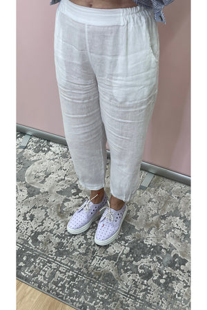 Naturals by O & J Linen Pant in White