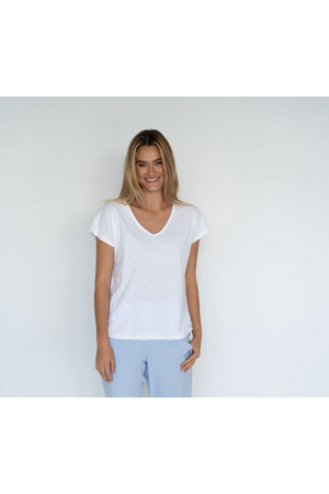 Humidity Must Have V Neck Top in White