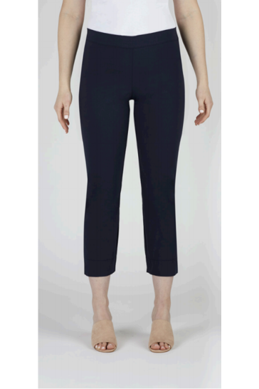 Foil Fuss Free Taper Trapeze Capri Pant in Black