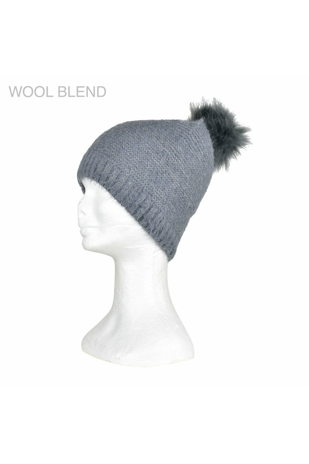 Taylor Hill Furry Knitted Beanie in Grey