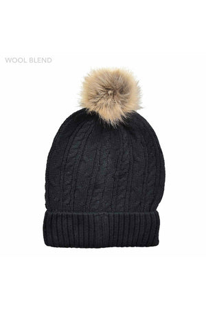 Taylor Hill Braid Knitted Beanie in Black