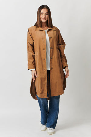 Naturals by O & J Pin Whale Cord Coat in Tobacco
