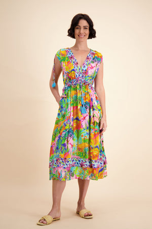 Lula Soul Mirage Sleeveless Midi Dress in Print